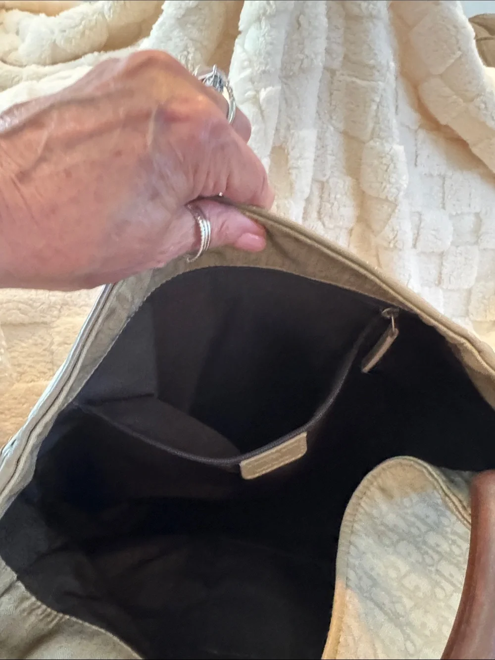 Dior Beige Monogram Hobo Shoulder Bag